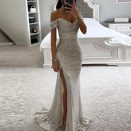 Glamouröses Damen Maxikleid – V-Ausschnitt mit Pailletten, für festliche Anlässe, ideal für Sommernächte 1