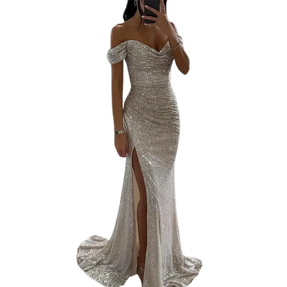 Glamouröses Damen Maxikleid – V-Ausschnitt mit Pailletten, für festliche Anlässe, ideal für Sommernächte 4