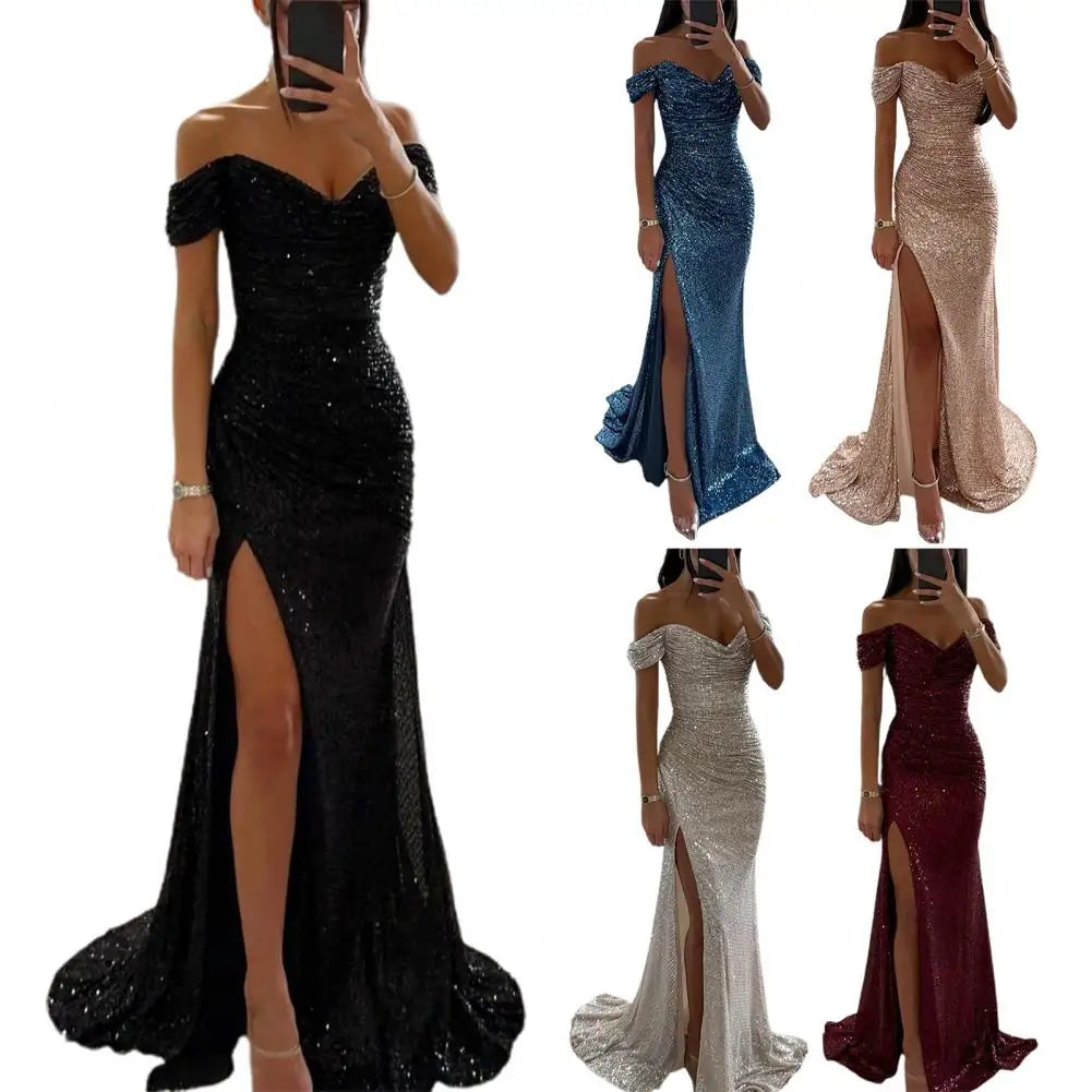 Glamouröses Damen Maxikleid – V-Ausschnitt mit Pailletten, für festliche Anlässe, ideal für Sommernächte 5