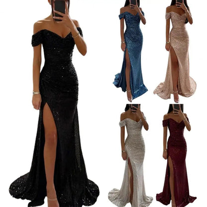 Glamouröses Damen Maxikleid – V-Ausschnitt mit Pailletten, für festliche Anlässe, ideal für Sommernächte 5