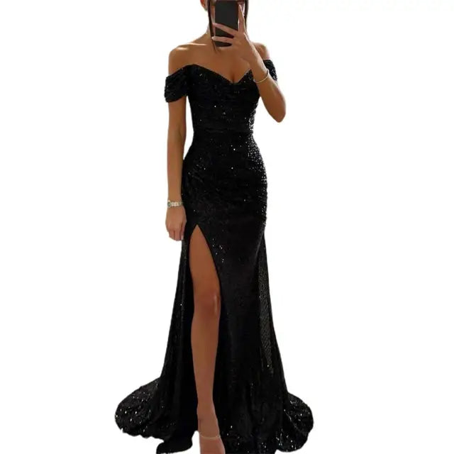 Glamouröses Damen Maxikleid – V-Ausschnitt mit Pailletten, für festliche Anlässe, ideal für Sommernächte 6