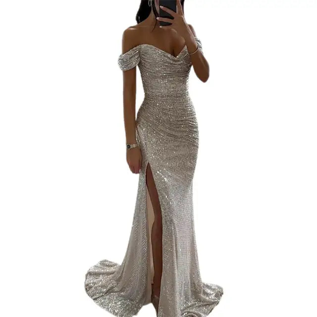 Glamouröses Damen Maxikleid – V-Ausschnitt mit Pailletten, für festliche Anlässe, ideal für Sommernächte 7