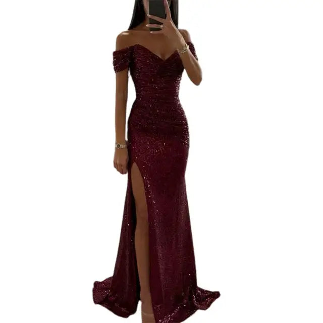 Glamouröses Damen Maxikleid – V-Ausschnitt mit Pailletten, für festliche Anlässe, ideal für Sommernächte 8