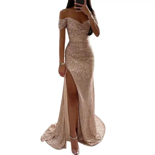 Glamouröses Damen Maxikleid – V-Ausschnitt mit Pailletten, für festliche Anlässe, ideal für Sommernächte 9