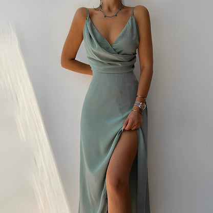 Women’s V-Neck Evening Dress Effortless Elegance & Modern Style