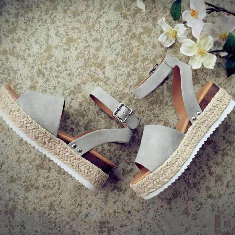 Variant image for Frauen Kunstleder Plattformsandalen Mit Verstellbaren Knöchelgurten Und Offener Spitze – Sommer Sandalen Damen, 2 Zoll Espadrille-Höhe-10