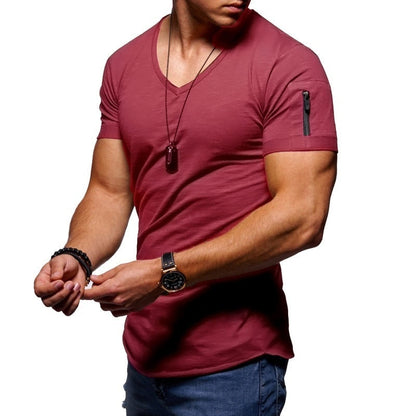 Variant image for Herren V-Ausschnitt Muskel-T-Shirt, Atmungsaktives Workout-T-Shirt für Training und Freizeit, Schlanke Passform, T-Shirts Männer-9