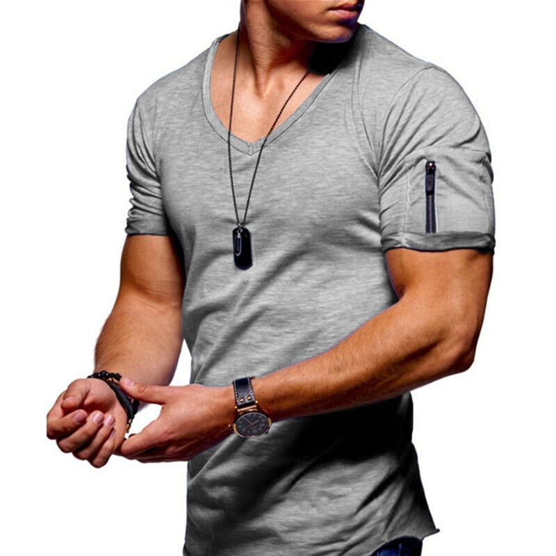 Variant image for Herren V-Ausschnitt Muskel-T-Shirt, Atmungsaktives Workout-T-Shirt für Training und Freizeit, Schlanke Passform, T-Shirts Männer-17