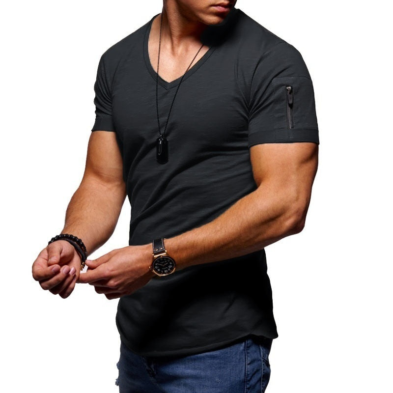 Variant image for Herren V-Ausschnitt Muskel-T-Shirt, Atmungsaktives Workout-T-Shirt für Training und Freizeit, Schlanke Passform, T-Shirts Männer-41