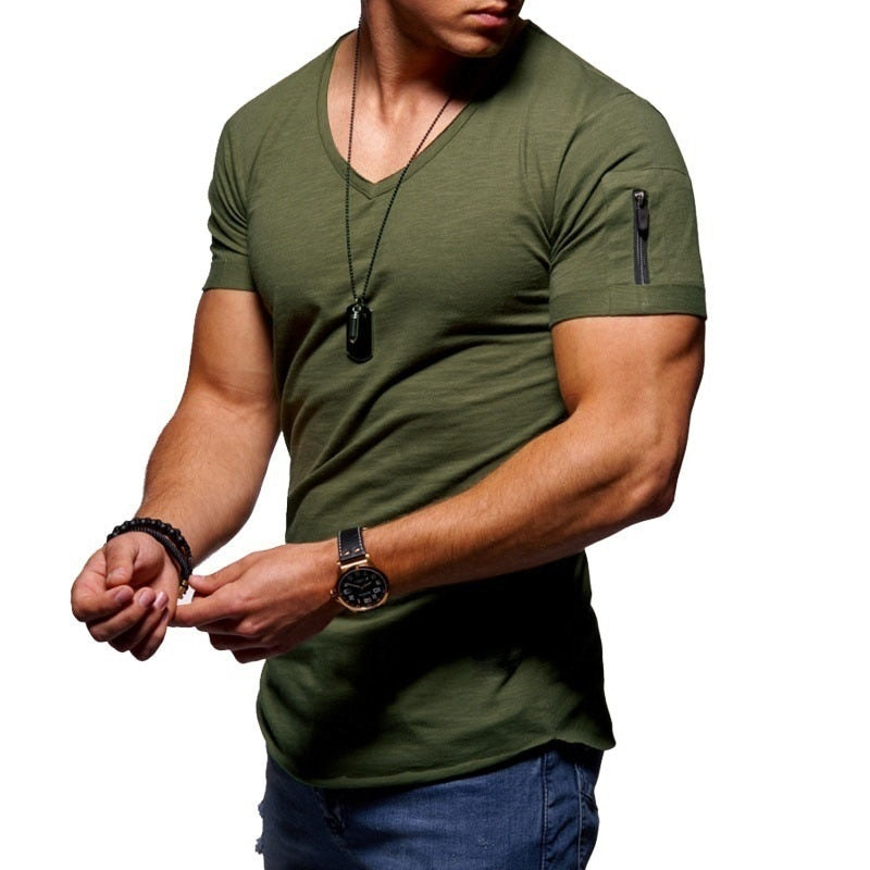 Variant image for Herren V-Ausschnitt Muskel-T-Shirt, Atmungsaktives Workout-T-Shirt für Training und Freizeit, Schlanke Passform, T-Shirts Männer-33
