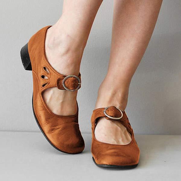 Hochwertige Damen Vintage Sandalen – runde Zehenform, Leder, für elegante Anlässe 0