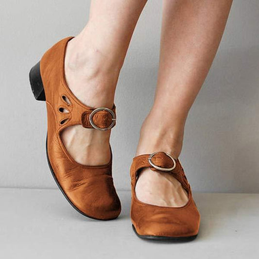 Hochwertige Damen Vintage Sandalen – runde Zehenform, Leder, für elegante Anlässe 0