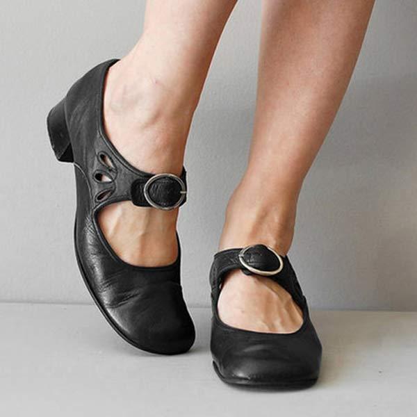 Hochwertige Damen Vintage Sandalen – runde Zehenform, Leder, für elegante Anlässe 1
