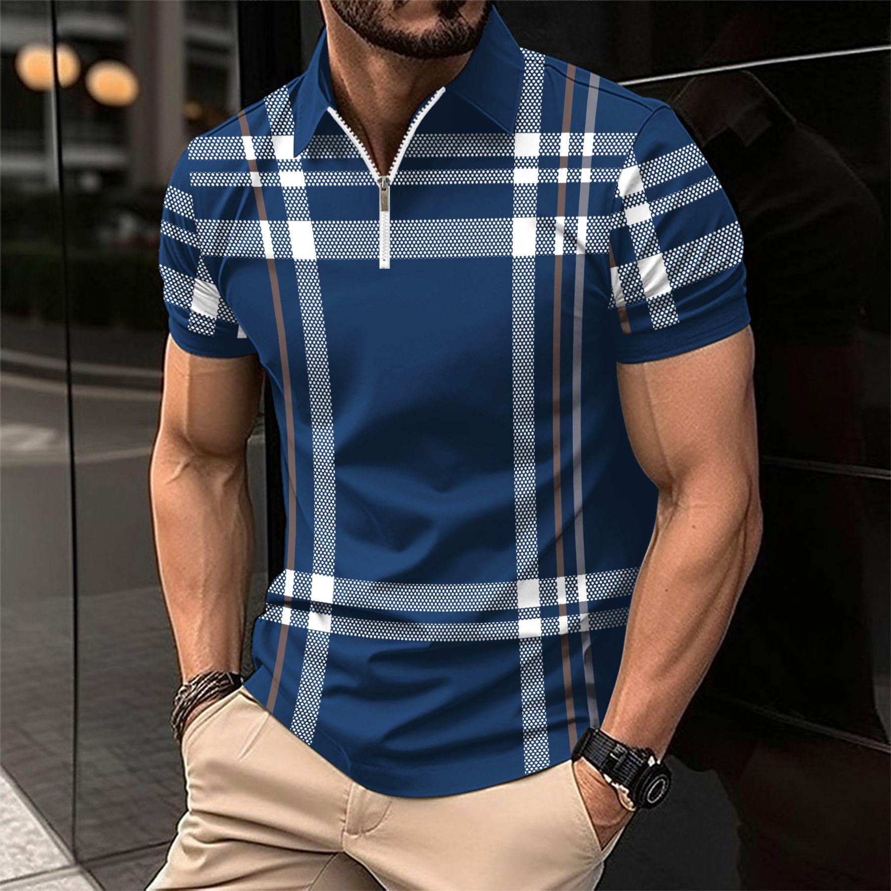 Hochwertiges Herren Polo Shirt – kariertes Design, Baumwolle, für den Alltag 2