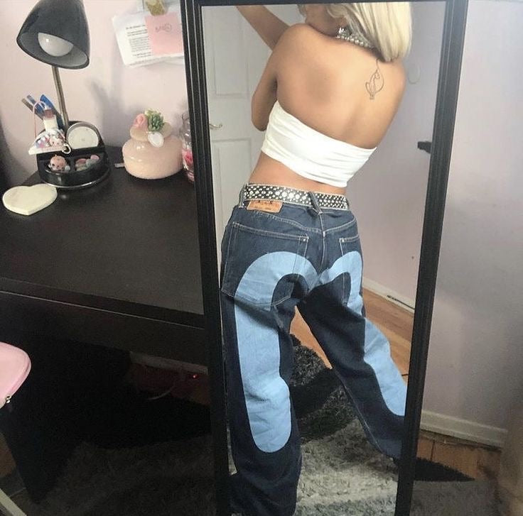 Vintage Weitbein-Jeans Damen, Mittlere Taille, Retro-Stil, Bequeme Jeans für den Alltag-3