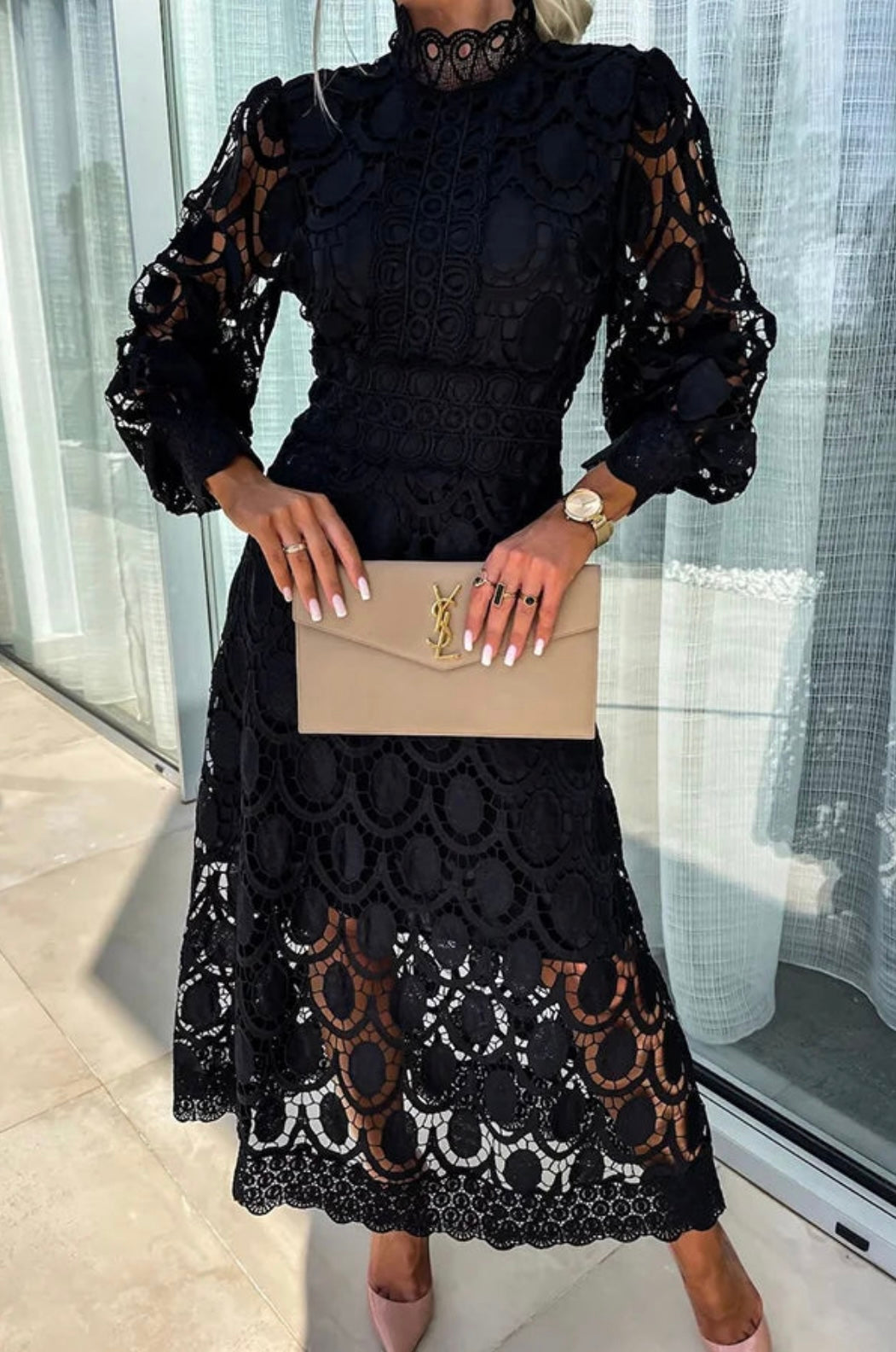 Variant image for Elegantes Midi-Kleid für Damen – Figurbetontes, Langärmeliges Design für Festliche Anlässe und Hochzeitsgäste-11
