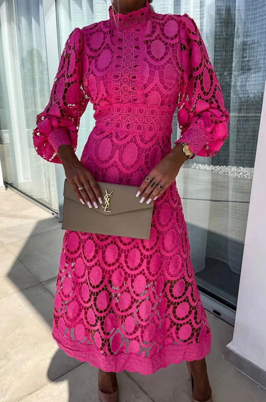 Elegantes Midi-Kleid für Damen – Figurbetontes, Langärmeliges Design für Festliche Anlässe und Hochzeitsgäste