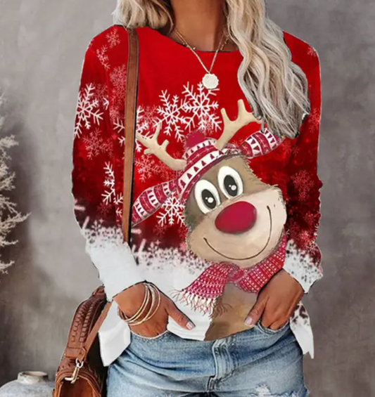 Women’s Cozy Deer Christmas Jumper Warm & Festive Holiday