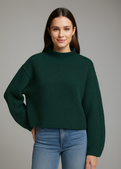 Damen Strukturpullover mit Stehkragen und lockerer Passform