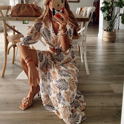 Sommerliches Langes Kleid für Damen, Einzigartiges Muster, Bequeme Passform, Festliche Kleider für Hochzeitsgast und Anlässe