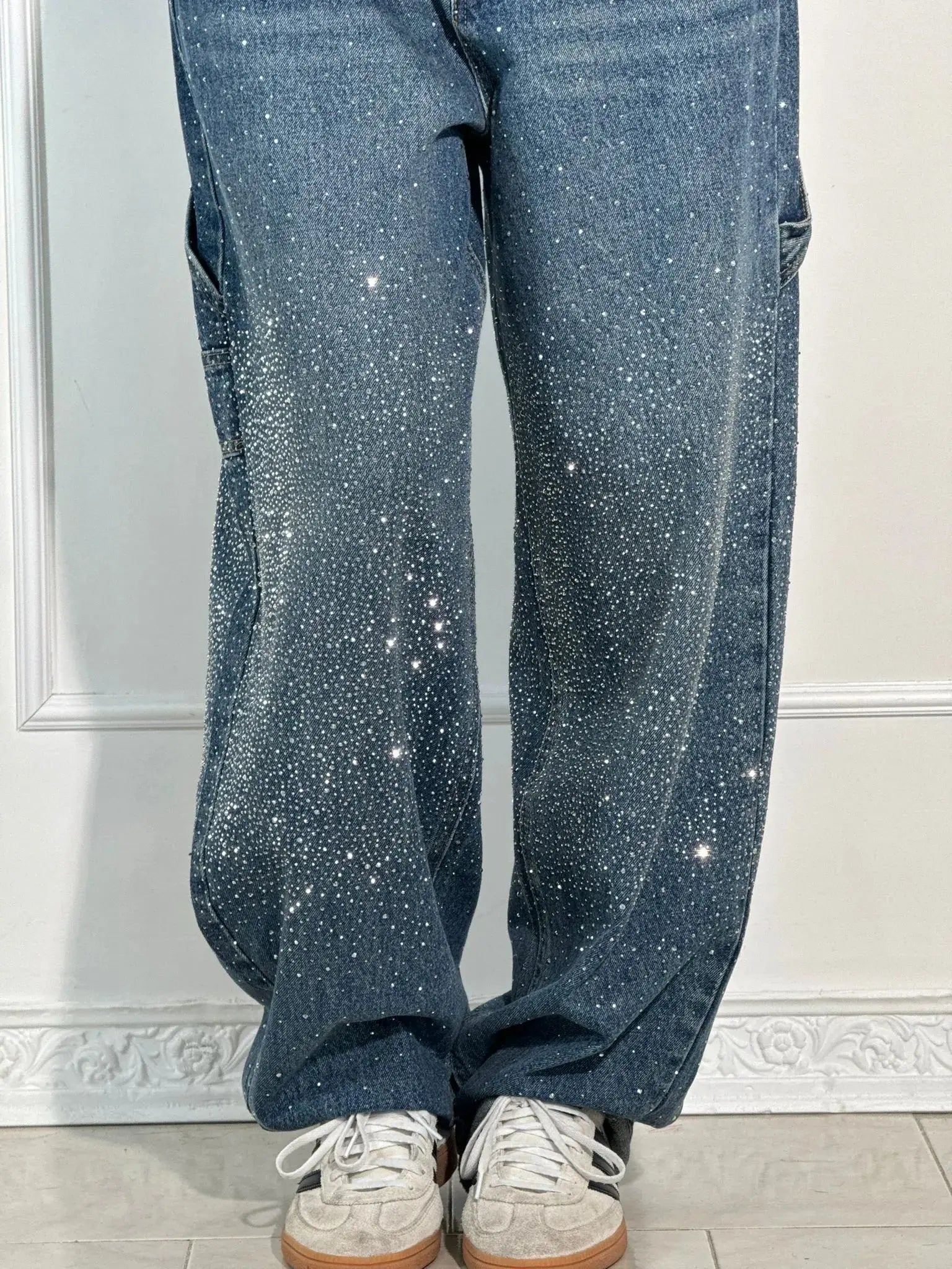 Entspannte Jeans Damen Mit Strassverzierungen Für Lässigen Glamour-3