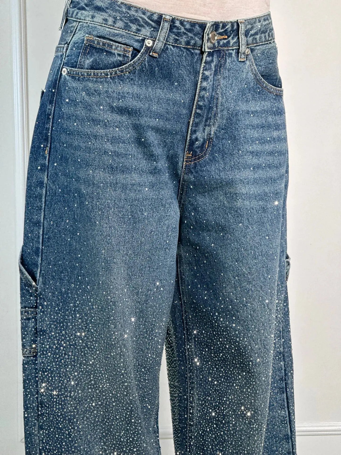 Entspannte Jeans Damen Mit Strassverzierungen Für Lässigen Glamour-4