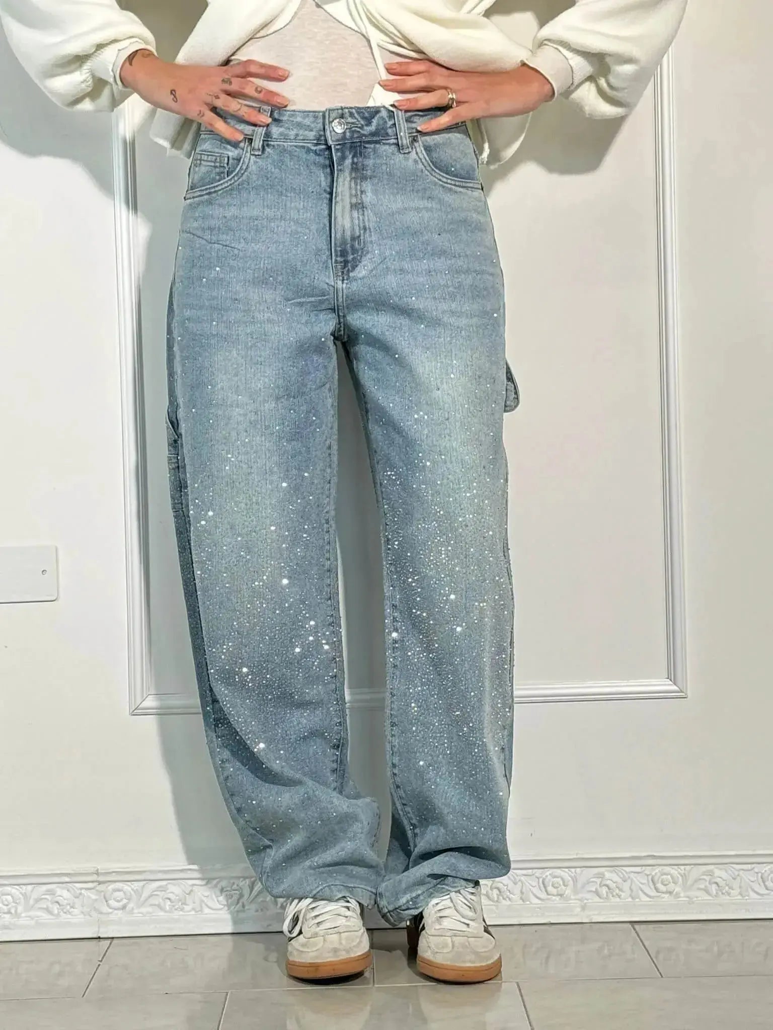 Entspannte Jeans Damen Mit Strassverzierungen Für Lässigen Glamour-6