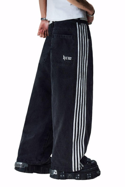 Weitbeinjeans Mit Gesticktem Kreuzdesign, Unisex Y2K-Stil, Bequeme Baggy-Passform, Größen Bis 3XL-4