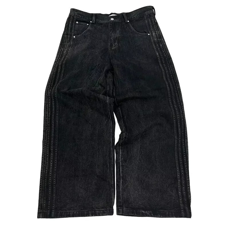 Variant image for Weitbeinjeans Mit Gesticktem Kreuzdesign, Unisex Y2K-Stil, Bequeme Baggy-Passform, Größen Bis 3XL-6