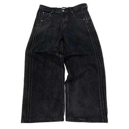 Variant image for Weitbeinjeans Mit Gesticktem Kreuzdesign, Unisex Y2K-Stil, Bequeme Baggy-Passform, Größen Bis 3XL-6