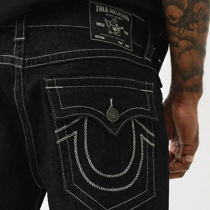 Schwarze Y2K-Jeans Damen Mit Weißen Nähten, Bequeme Passform, Reguläre Länge, Vielseitiger Stil-4