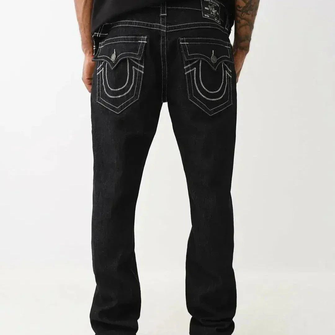 Schwarze Y2K-Jeans Damen Mit Weißen Nähten, Bequeme Passform, Reguläre Länge, Vielseitiger Stil-5