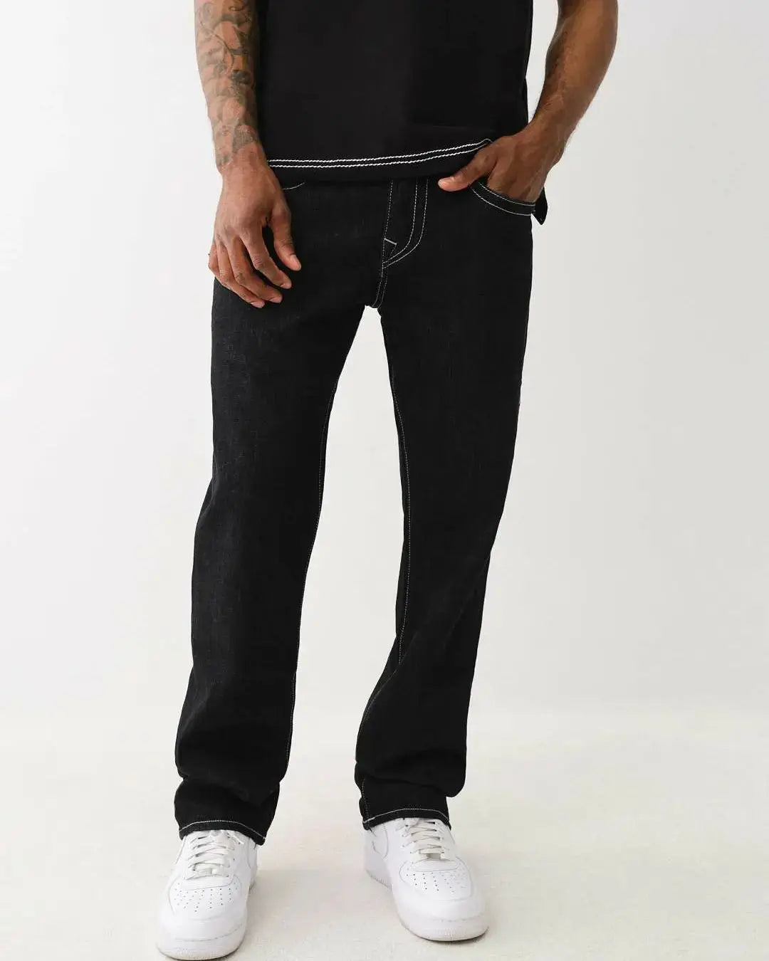 Schwarze Y2K-Jeans Damen Mit Weißen Nähten, Bequeme Passform, Reguläre Länge, Vielseitiger Stil-6