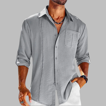 Variant image for Smart-Casual Herrenhemd Aus Atmungsaktiver Baumwolle, Lässiger Schnitt Für Büro Und Ausflüge, Herren Hemden Langarm-2