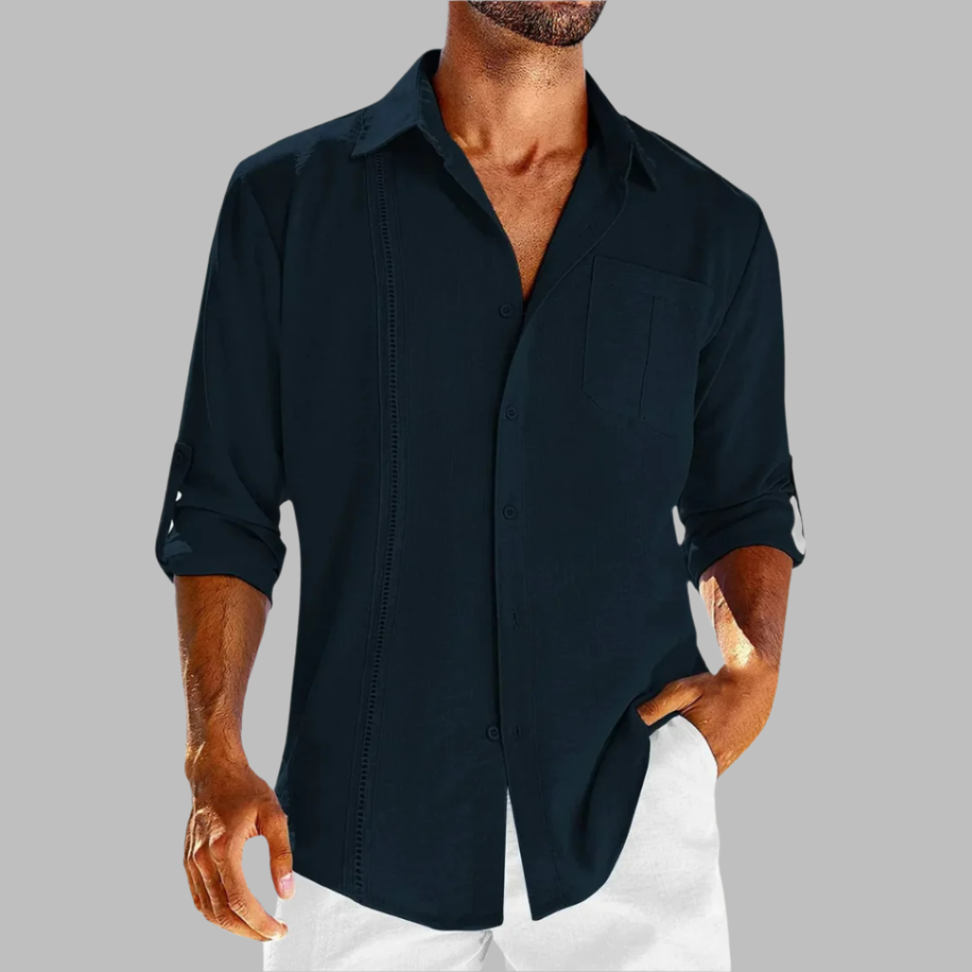 Variant image for Smart-Casual Herrenhemd Aus Atmungsaktiver Baumwolle, Lässiger Schnitt Für Büro Und Ausflüge, Herren Hemden Langarm-31