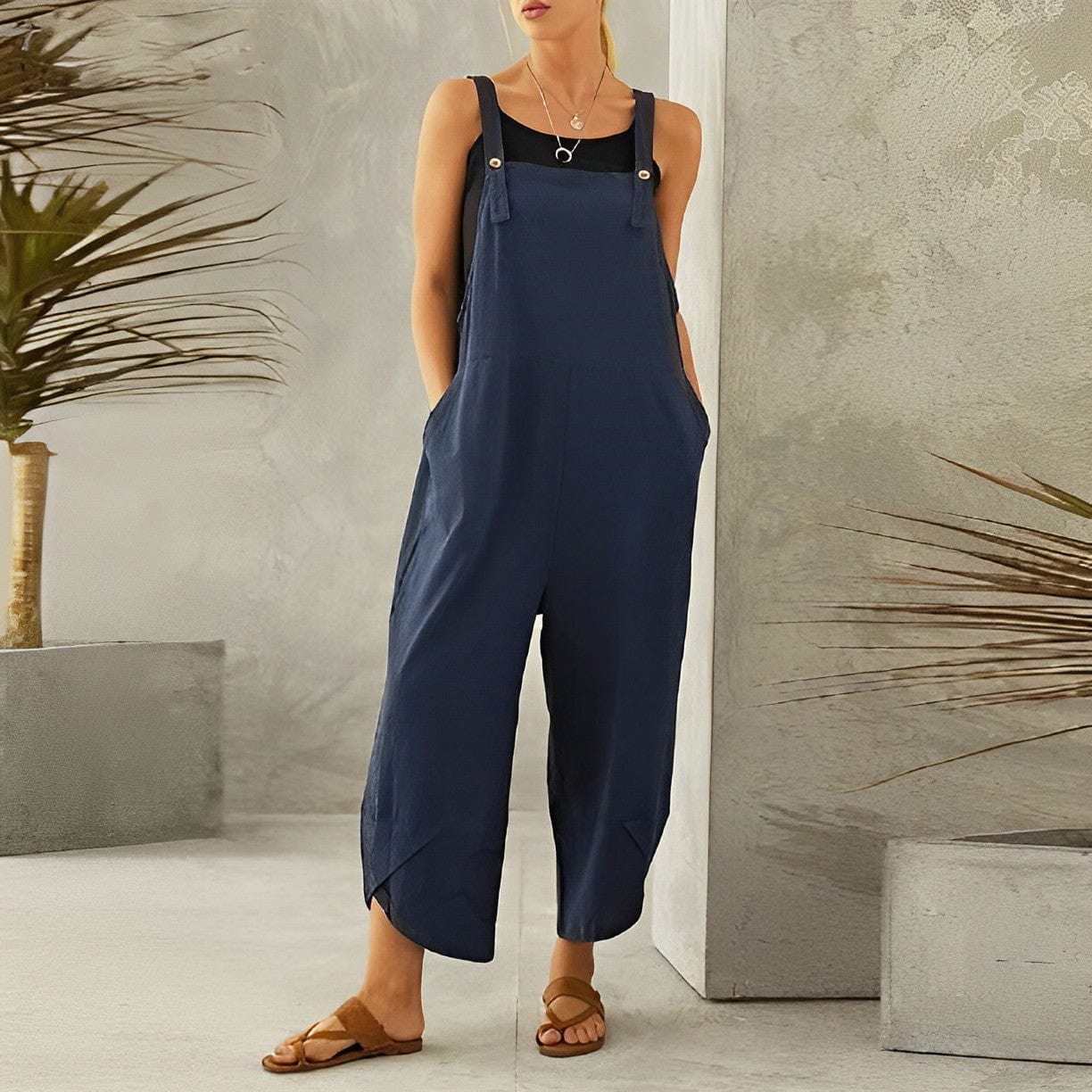 Leichte Damen-Latzhose – lockerer Schnitt, Leinen, für den Sommer 2
