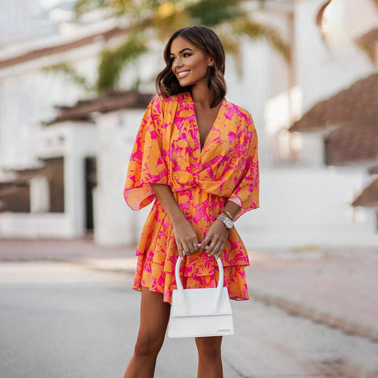 Leichte & fließende Damen Mini-Jurk – verspieltes Bohemian-Design, Polyester, für Strand und Festivals 0