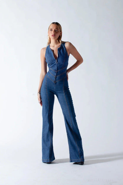 Leichter Damen Jumpsuit – ärmellos, Denim, für Freizeit und Sommerpartys 0
