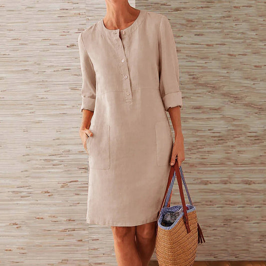 Leichtes & bequemes Damenkleid – schlichtes Design, Polyester, für den Alltag 0