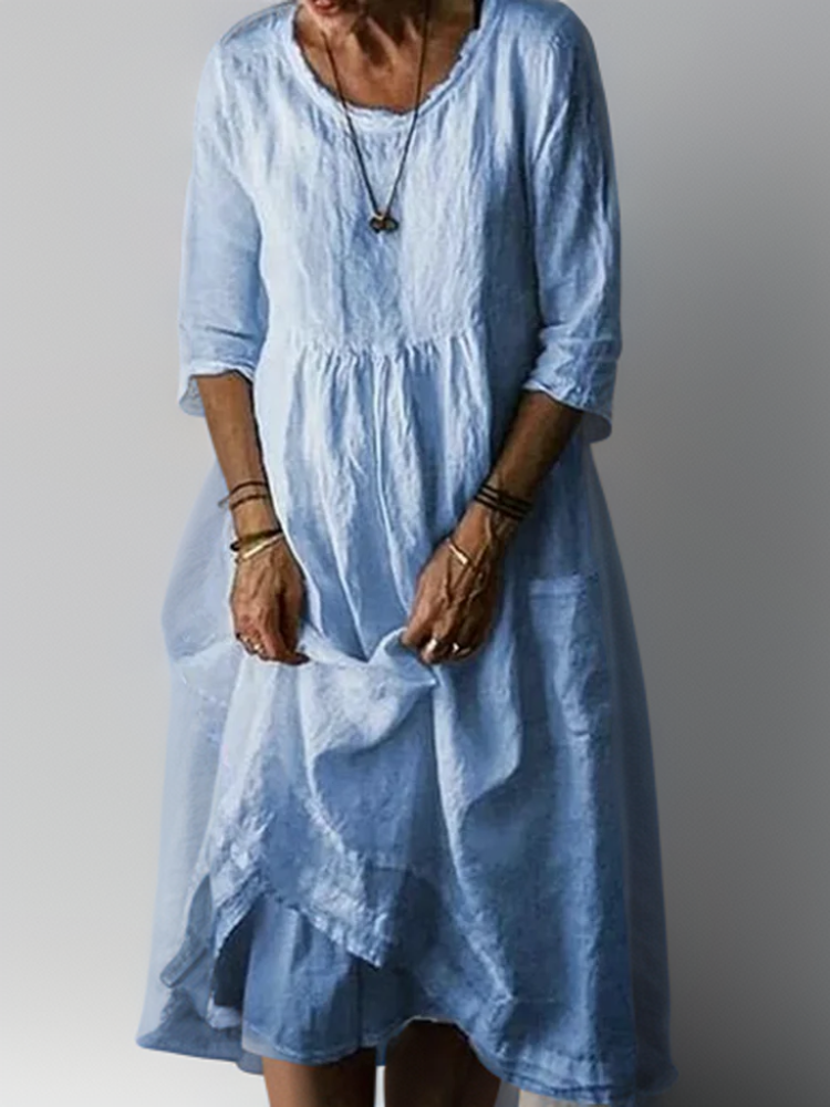 Leichtes & fließendes Damen Maxikleid – einfarbig, Leinen, ideal für Sommer und besondere Anlässe 1