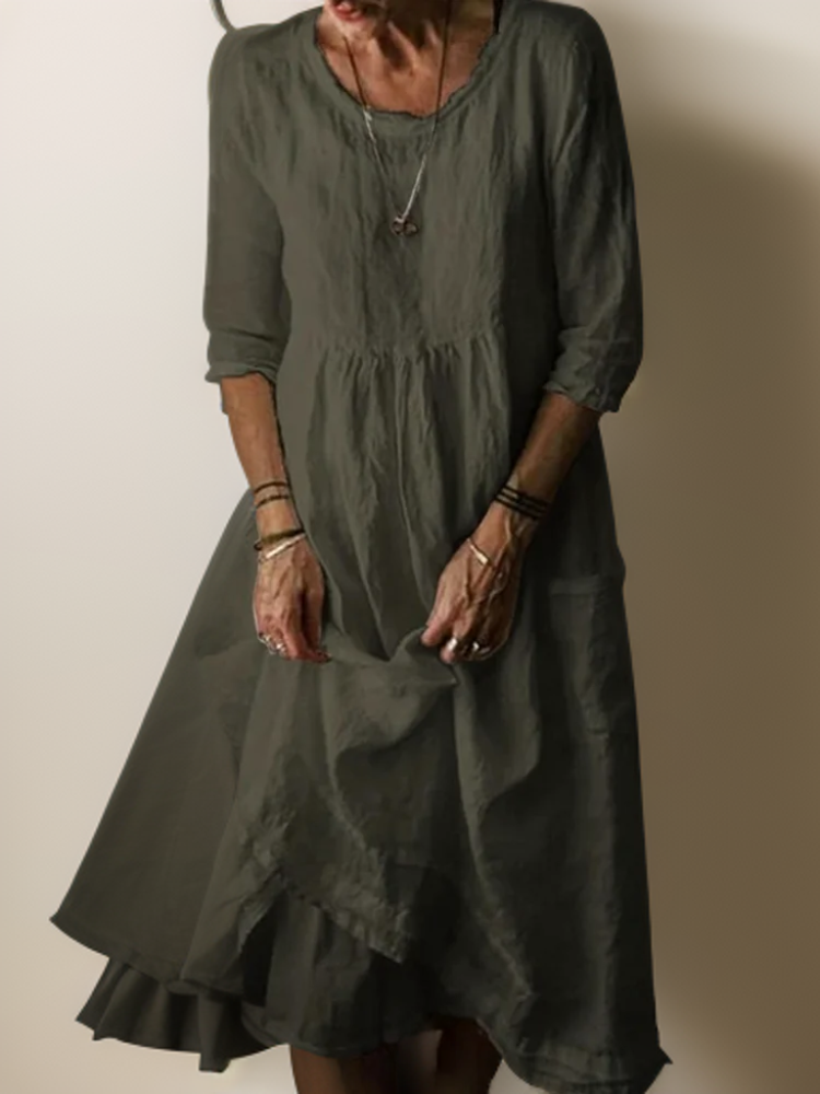 Leichtes & fließendes Damen Maxikleid – einfarbig, Leinen, ideal für Sommer und besondere Anlässe 2