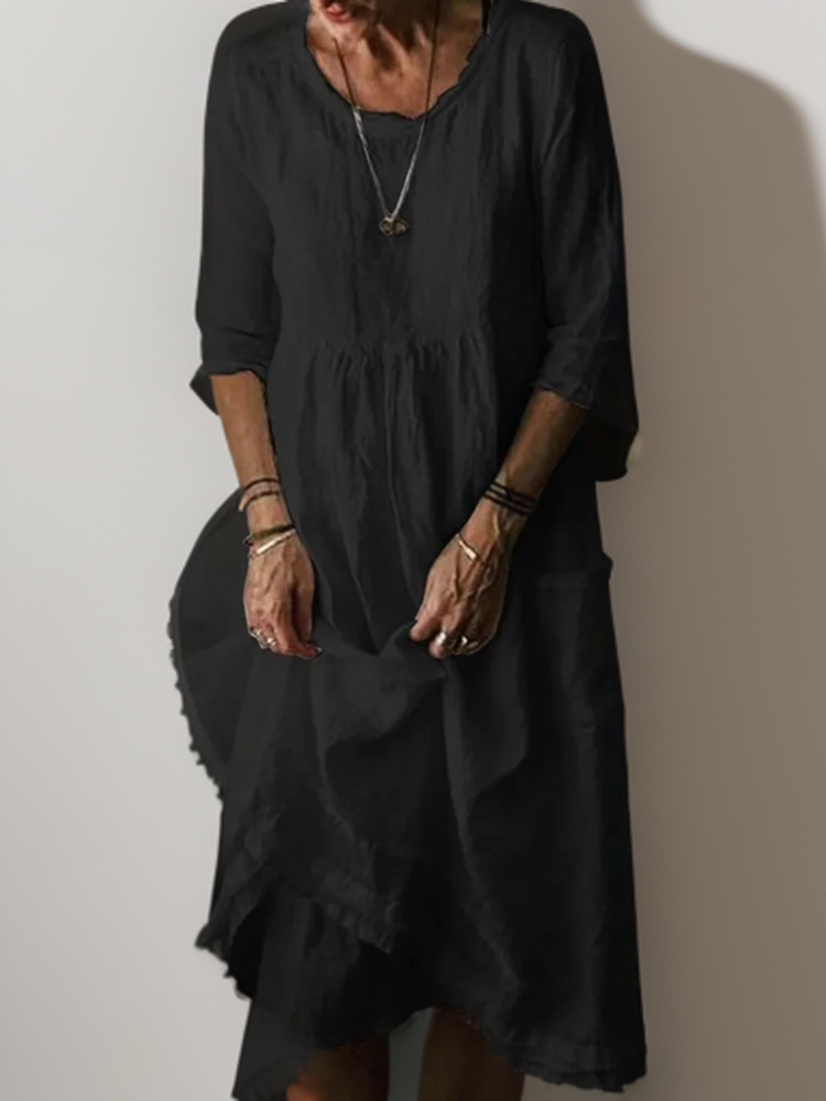 Leichtes & fließendes Damen Maxikleid – einfarbig, Leinen, ideal für Sommer und besondere Anlässe 5