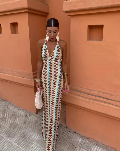 Leichtes & fließendes Damen Strandkleid – ärmellos mit Spitzenakzenten, Polyester, für sonnige Tage 0
