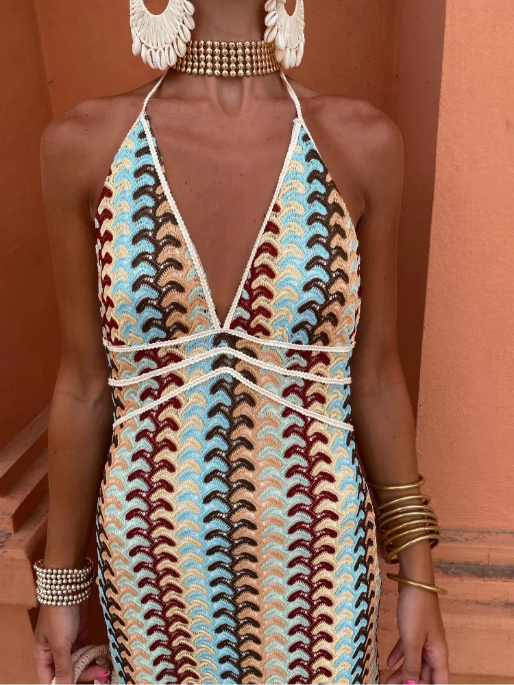 Leichtes & fließendes Damen Strandkleid – ärmellos mit Spitzenakzenten, Polyester, für sonnige Tage 1