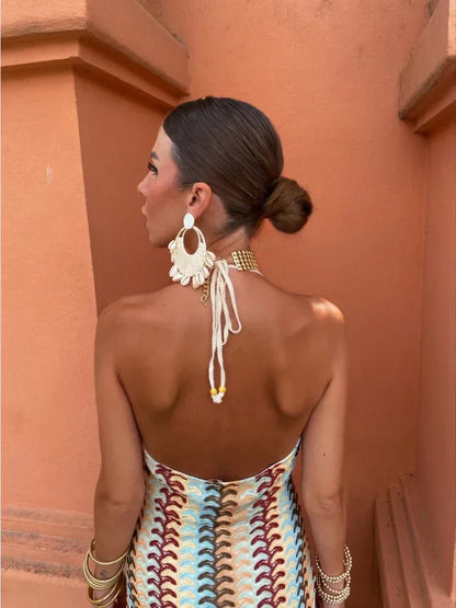 Leichtes & fließendes Damen Strandkleid – ärmellos mit Spitzenakzenten, Polyester, für sonnige Tage 2