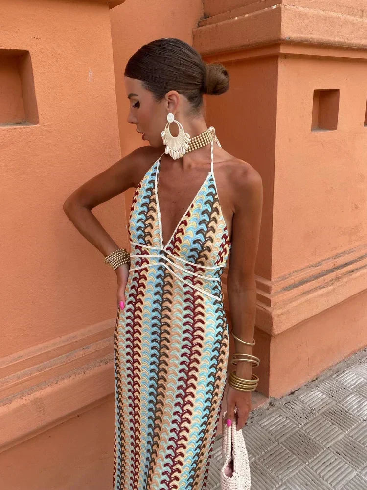 Leichtes & fließendes Damen Strandkleid – ärmellos mit Spitzenakzenten, Polyester, für sonnige Tage 3