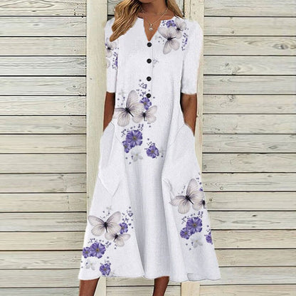 Leichtes & fließendes Damenkleid – florales Design, Polyester, für den Alltag 0