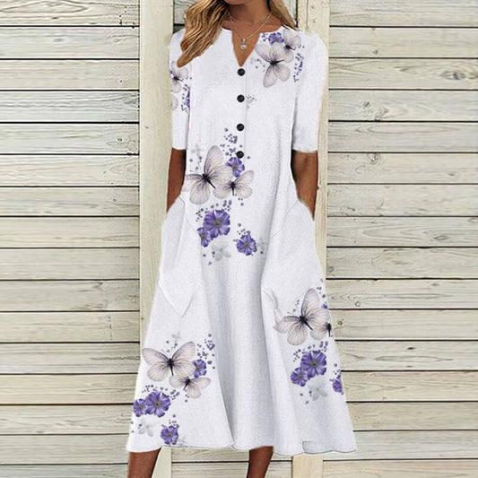 Leichtes & fließendes Damenkleid – florales Design, Polyester, für den Alltag 0