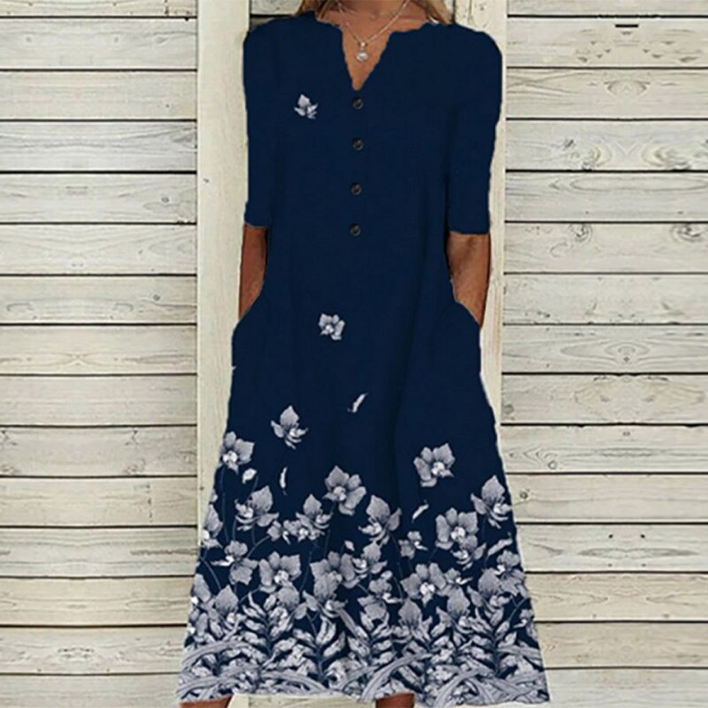 Leichtes & fließendes Damenkleid – florales Design, Polyester, für den Alltag 2