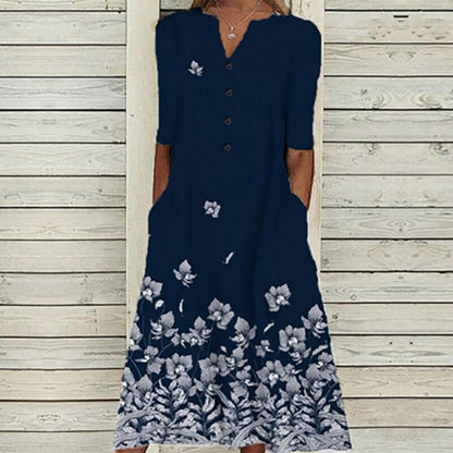 Leichtes & fließendes Damenkleid – florales Design, Polyester, für den Alltag 2